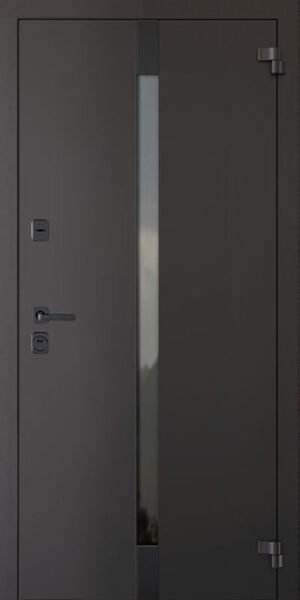 Aliuminio metalinės durys su termoizoliaciniu intarpu privatiems namams BOSTON AG2-6050, spalva „kartus šokoladas / dramblio kaulas