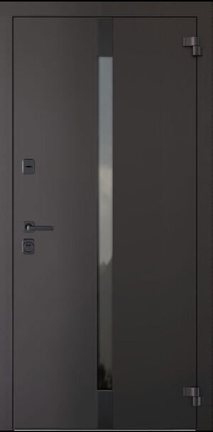 Aliuminio metalinės durys su termoizoliaciniu intarpu privatiems namams BOSTON AG2-6050, spalva „kartus šokoladas / dramblio kaulas