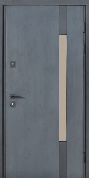 Metalinės durys privačiam namui TERMO HOUSE 705/431 tamsus antracitas / baltas satinas