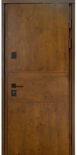 Метalinės durys TERMO HOUSE modelis 703/191 Ąžuolas bronzinis / Natūralus riešutas
