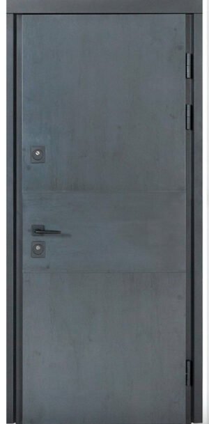 Metalinės durys privatiems namams THERMO HOUSE 703/191 tamsiai antracito / baltos satino spalvos