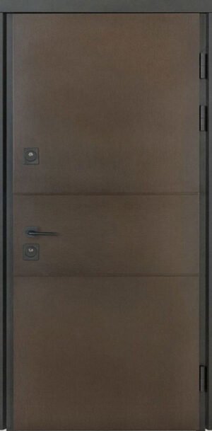 Metalinės durys privatiems namams TERMO HOUSE 703/191 Tamsus vengė / Baltas satinas