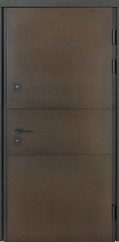 Metalinės durys privatiems namams TERMO HOUSE 703/191 Tamsus vengė / Baltas satinas