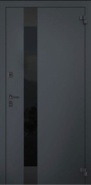 Aliuminio metalinės durys su termoizoliaciniu pertrūkiu, skirtos privatiems namams BOSTON AG2-6010 Antracitas / Baltas akmuo